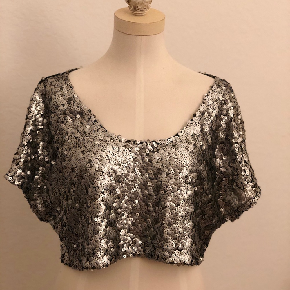 “Nasty Gal” Sequin Crop Top